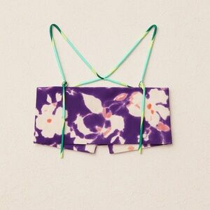 Zara Linen Blend Tie-Dye Crop Top Purple Green Small NWT